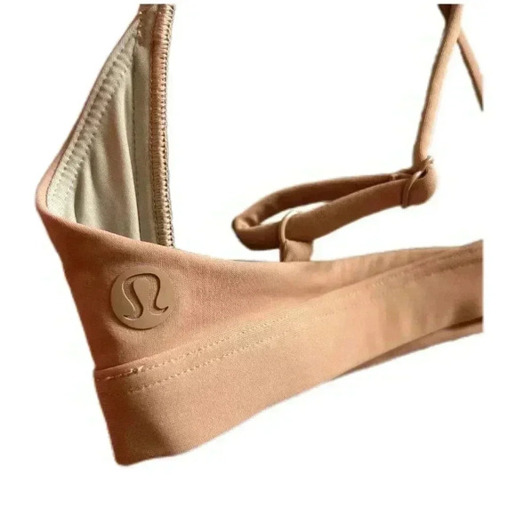 Lululemon Lightly Padded Triangle Bra Swim Top Adjustable Straps Beige Size 2 - Picture 3 of 7